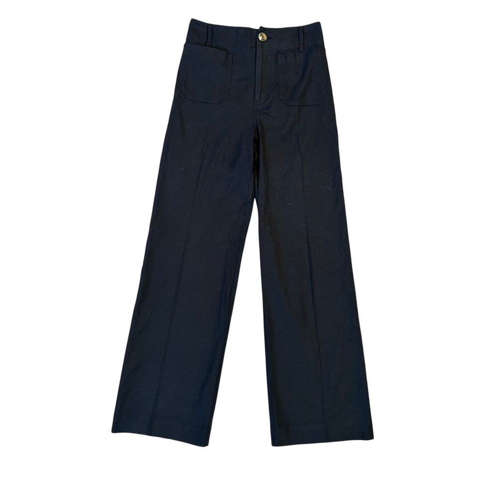 Maeve The Colette Full Length Pants Black Linen Blend Size 25 Anthropologie